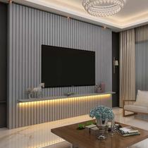 Painel Ripado 230x250 Com LED Para TV 85 Polegadas Nobre Gelius Cinza