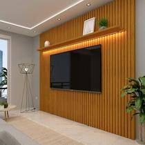 Painel Ripado 230x250 Com LED Para TV 85 Polegadas Nobre Gelius Naturale