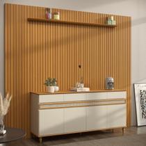 Painel Ripado 273cm com Buffet 4 Portas 4 Gavetas 184cm