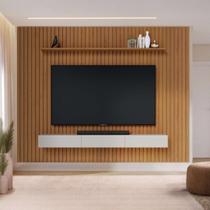 Painel Ripado 304,4CMX240CM Conjunto 3044 e Nicho Niágara 2179 Yescasa Marrom