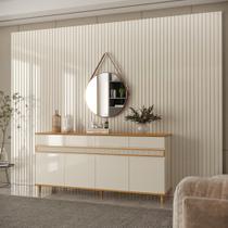 Painel Ripado 318cm com Buffet 4 Portas 4 Gavetas 184cm