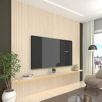 Painel Ripado 3D 100% MDF 180 x 250 Para TV 70 Polegadas Com LED Requinte Gelius Off White - Gelius Móveis