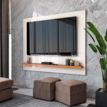 Painel Ripado 50 Polegadas Com Prateleira Monaco - Off White E Cedro
