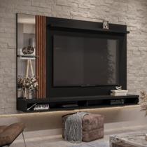 Painel Ripado 55 Polegadas Suspenso Com Espelho Sarabi - Preto E Painel Ripado 55 Polegadas Suspenso Com Espelho Sarabi - Preto E