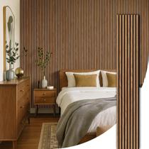 Painel Ripado Acústico Madeira Natural Ikara - 270x32cm