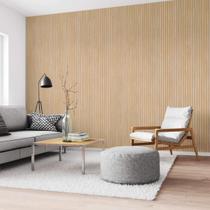 Painel Ripado Acústico Madeira Natural - Tauari - Feltro Cinza 270 cm x 32 cm