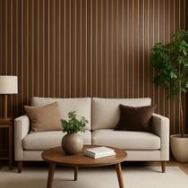 Painel Ripado Autocolante para Parede 101 Placas 45x11 Decorativa Madeira Revestimento Ripa MDF