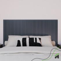 Painel Ripado Cabeceira Quarto Cama Casal - Urban Blue