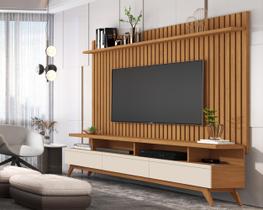 Painel Ripado Classic Sala Estar Com Rack Vivare Wood - 2 Cores Painel Ripado Classic Sala Estar Com Rack Vivare Wood - 2 Cores