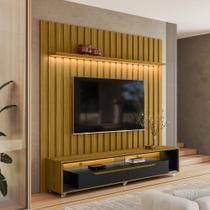 Painel Ripado com Led London 177cm e Rack Loop com Rodízios TV 70 Polegadas Olivar Móveis Painel Ripado com Led London 177cm e Rack Loop com Rodízios TV 70 Polegadas Olivar Móveis