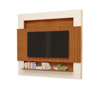 Painel Ripado Com Led Para TV Até 75" Polegadas Milão Freijo Com Off White Painel Ripado Com Led Para TV Até 75" Polegadas Milão Freijo Com Off White