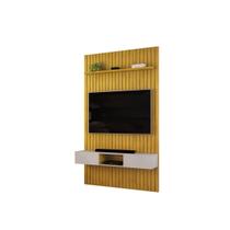 Painel Ripado Com Rack Suspensa Para Tv Até 75 Sala Moderna Com Home Bancada Prateleira Decorativa 1,40x2,40m