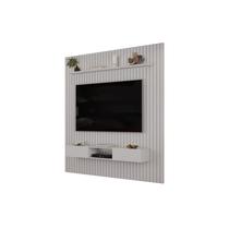 Painel Ripado Com Rack Suspensa Para Tv Até 75 Sala Moderna Com Home Bancada Prateleira Decorativa 2,50x2,40m
