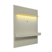 Painel Ripado com Rack Suspenso até 70 Polegadas Tulum com LED 1 PT 2 GV Off White Alt 218 Larg 222 cm Painel Ripado com Rack Suspenso até 70 Polegadas Tulum com LED 1 PT 2 GV Off White Alt 218 Larg 222 cm