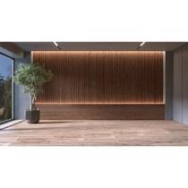 Painel Ripado de Madeira MDF 270CMX1,5CMX6CM Carvalho York Marrom Casablanca