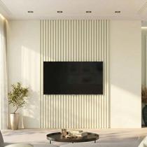 Painel Ripado em Barra até 65 Polegadas 250CMX184CM 100% MDF Supremo Bege Off White