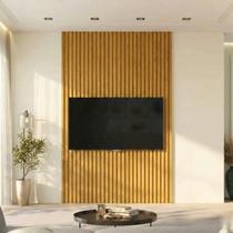 Painel Ripado em Barra até 65 Polegadas 250CMX184CM 100% MDF Supremo Marrom Naturale