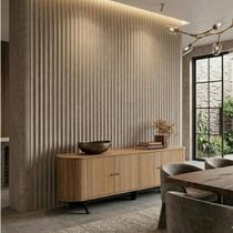Painel Ripado em Placa 100% MDF 89,5x250cm (2,23m²) Bege/Fendi Painel Ripado em Placa 100% MDF 89,5x250cm (2,23m²) Bege/Fendi