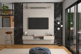 Painel Ripado Frisado com Bancada Para Sala Tv de até 75 Polegadas Oslo/Atlas Lukaliam