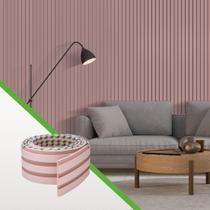 Painel Ripado Laminado de EVA Autocolante Decoração Fácil Instalação Meu Rodapé Play Rosa Rolo de 10 Metros, 10cm de largura