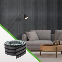 Painel Ripado Laminado de EVA Autocolante Decoração Fácil Instalação Meu Rodapé Urban Preto Rolo de 10 Metros, 10cm de largura