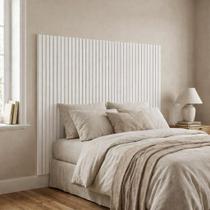 Painel Ripado MDF Modular Autocolante 12 Placas 90x168,5cm Branco Onewall