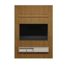 Painel Ripado Modular 1.8 Para Tv até 75 com Nicho e Prateleira Emily-Nature-OffWhite - EdeCasaMoveis
