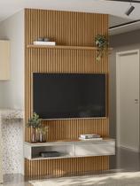 Painel Ripado Modular 141 X 250cm com 1 Nicho e Prateleira 1.4 Linea Brasil - Nature/Off White