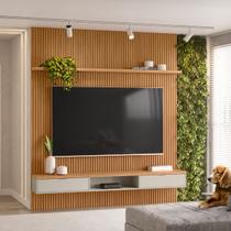 Painel Ripado Modular 2.2 Para Sala Estar TV Até 75 Polegadas 1 Nicho 1 Prateleira 2 Portas