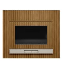 Painel Ripado Modular 2.6 Para Tv até 75 com Nicho e Prateleira Emily-Nature-OffWhite - EdeCasaMoveis