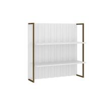 Painel Ripado Para Cozinha Com 2 Prateleiras e Aço 80 cm Painel Ripado Para Cozinha Com 2 Prateleiras e Aço 80 cm