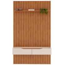 Painel Ripado Para Sala TV 60 Pol com Bancada Suspensa 143x240cm Facile D05 Freijó - Lyam Decor