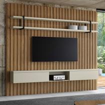 Painel Ripado para TV 280cm com Prateleira e Nicho 100% MDF