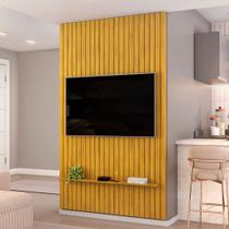 Painel Ripado Para TV 60 Pol Sala Quarto 143x240cm Lexa D05 Cedro - Lyam Decor