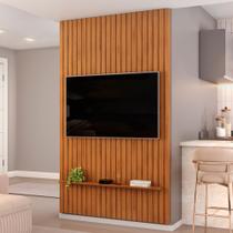 Painel Ripado Para TV 60 Pol Sala Quarto 143x240cm Lexa D05 Freijó - Lyam Decor
