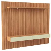 Painel Ripado Para TV 65 Pol com LED 2 Gavetas 223cm Baraka D03 Freijó Off White - Lyam Decor