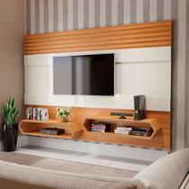 Painel Ripado para Tv 65 Polegadas 100% Mdf Suspenso 220cm com 2 Nichos - Dalla Costa Painel Ripado para Tv 65 Polegadas 100% Mdf Suspenso 220cm com 2 Nichos - Dalla Costa