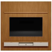 Painel Ripado para Tv 75 Pol. com Bancada 258cm Prime Plus L06 Nature/Off White - Mpozenato Painel Ripado para Tv 75 Pol. com Bancada 258cm Prime Plus L06 Nature/Off White - Mpozenato