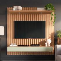 Painel Ripado para TV 75 Polegadas com Luzes LED Móvel na Caixa Painel Ripado para TV 75 Polegadas com Luzes LED Móvel na Caixa
