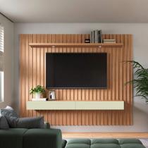Painel Ripado para TV até 100 Polegadas com Luzes 220cm LED Móvel na Caixa Painel Ripado para TV até 100 Polegadas com Luzes 220cm LED Móvel na Caixa