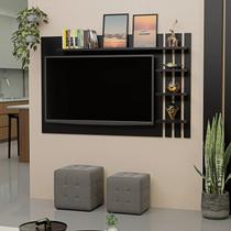 Painel Ripado para TV até 32 Polegadas 120cmx78cm com Prateleiras Preto Painel Ripado para TV até 32 Polegadas 120cmx78cm com Prateleiras Preto