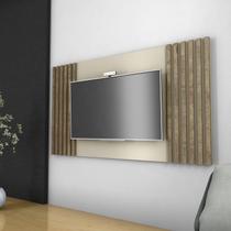Painel Ripado para TV até 50 Polegadas 160cmx90cm Dallas Bege Off White/Canela