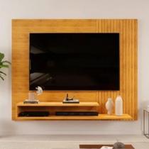 Painel Ripado para TV até 50 Polegadas MDF 136cmx107,8cm 2 Prateleiras Nando