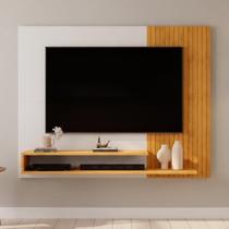Painel Ripado para TV até 50 Polegadas MDF 136cmx107,8cm 2 Prateleiras Nando Marrom Cedro/Bali Painel Ripado para TV até 50 Polegadas MDF 136cmx107,8cm 2 Prateleiras Nando Marrom Cedro/Bali