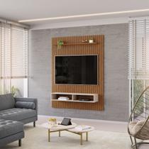 Painel Ripado para TV até 55 1,35m Freijó/Off White DJ Móveis