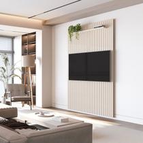 Painel Ripado para TV até 55 Polegadas 100% MDF 138,6cmx240cm Arbo Bege Off White