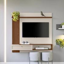 Painel Ripado para TV até 55 Polegadas MDF 133cmx132cm Alvorada Linea Brasil Marrom Freijó/Off White Painel Ripado para TV até 55 Polegadas MDF 133cmx132cm Alvorada Linea Brasil Marrom Freijó/Off White
