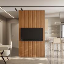 Painel Ripado para TV até 60 Polegadas 100% MDF 141cmx250cm Modular 1.4 Marrom Nature Fosco