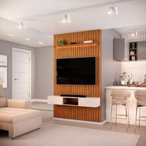 Painel Ripado para TV até 60 Polegadas com LED MDF 143cmx240cm Trento