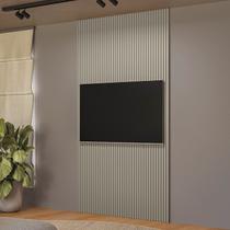 Painel Ripado para TV até 60 Polegadas MDF 141cmx250cm Modular Gris Fosco Linea Brasil
